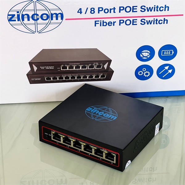 Switch PoE Zincom 4 port + 2 uplink 100M ZC-4GPOE-2GE