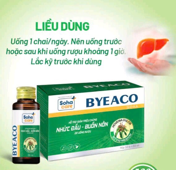 Nước giải rượu BYEACO Soha (Hộp 10 lọ x 50ml) - Soha Vimex