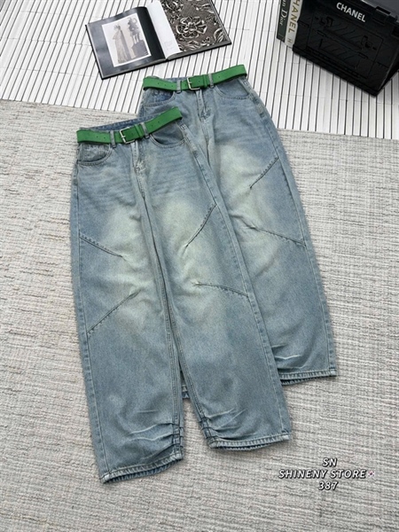 Quần bò baggy thụng đai xanh 397