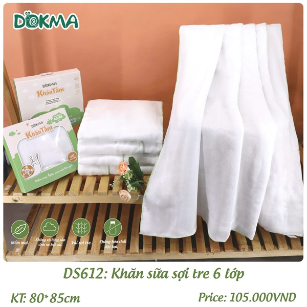 DS612 - Hộp khăn sữa sợi tre 6 lớp