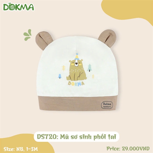 DS720 - NB/3M Mũ sơ sinh phối tai
