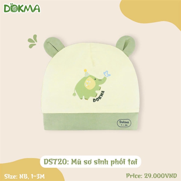 DS720 - NB/3M Mũ sơ sinh phối tai