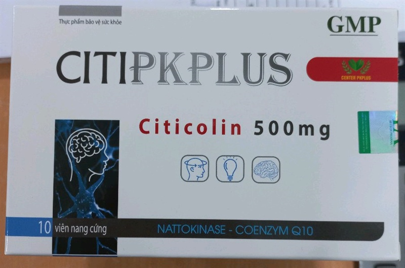 Viên nang CitiPKPlus Citicolin 500mg Center Hỗ trợ cải thiện sau tai biến mạch máu não (Hộp 10 viên)