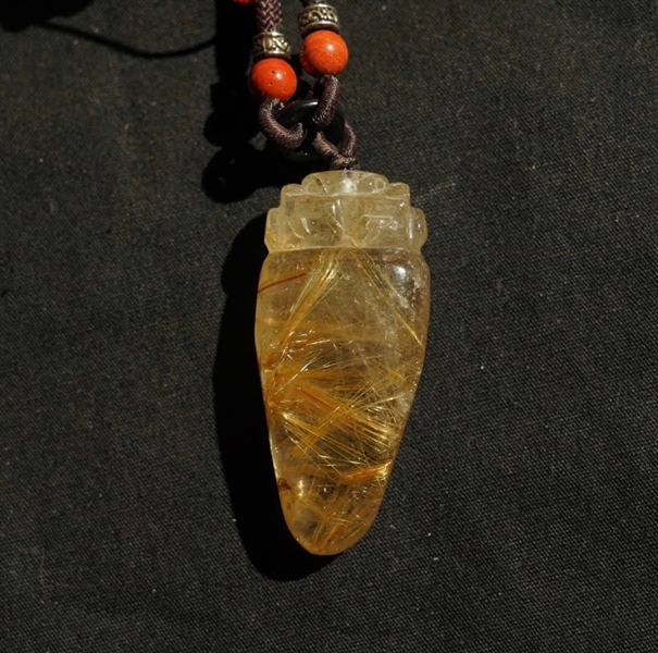 Mặt dây rồng thạch anh tóc vàng KG+