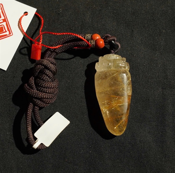 Mặt dây rồng thạch anh tóc vàng KG+