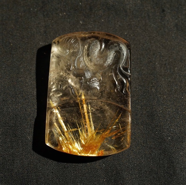 Mặt dây rồng thạch anh tóc vàng KG+