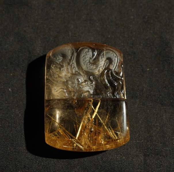 Mặt dây rồng thạch anh tóc vàng KG+