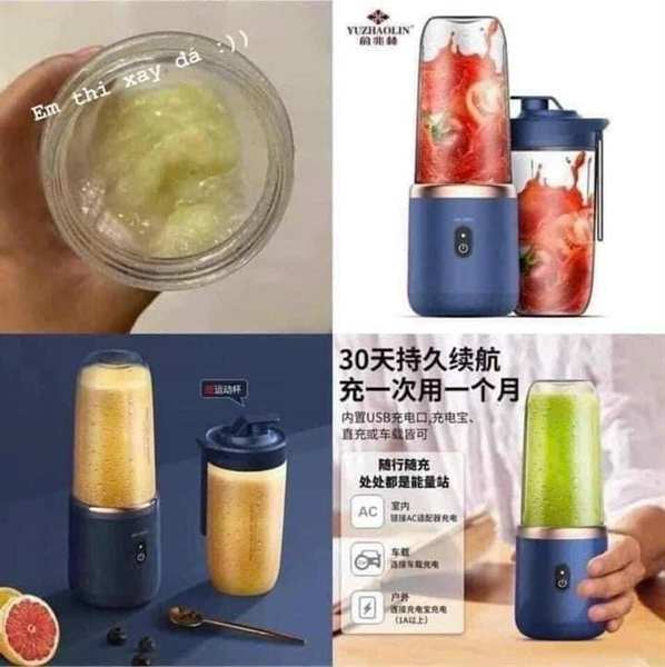 MÁY XAY SINH TỐ CẦM TAY SẠC PIN 180325