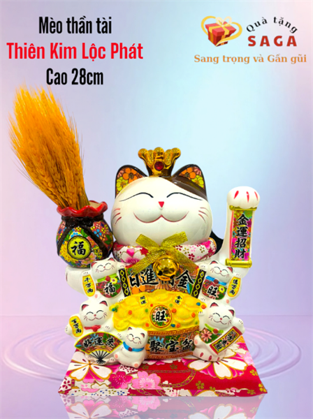 MÈO THẦN TÀI 32CM - THIÊN KIM LỘC PHÁT - QUÀ TẶNG PHONG THỦY MAY MẮN