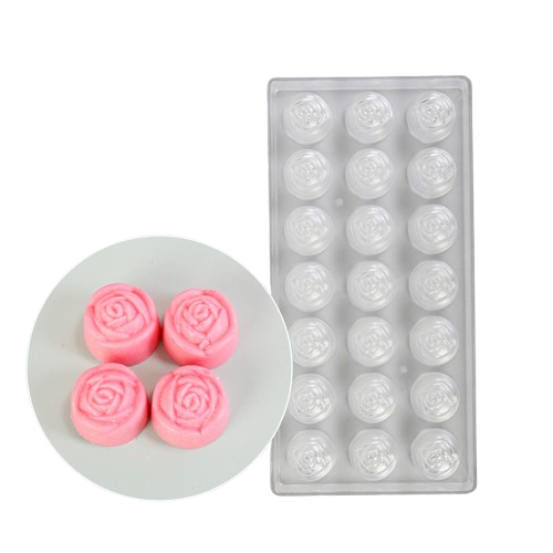 Khuôn nhựa socola 21 viên hình hoa hồng