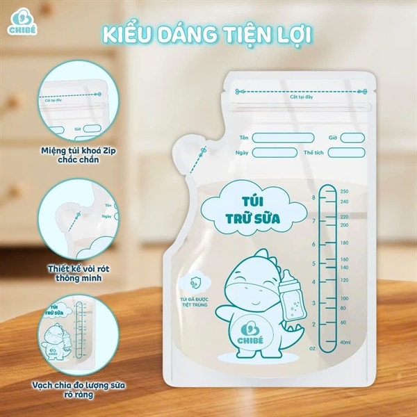 Set 5 túi trữ sữa Chibé