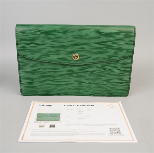 Túi LV Clutch vân xanh lá sz27 +