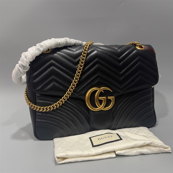 Túi GG Marmont đen (498090-213048) sz35 (BMC)+