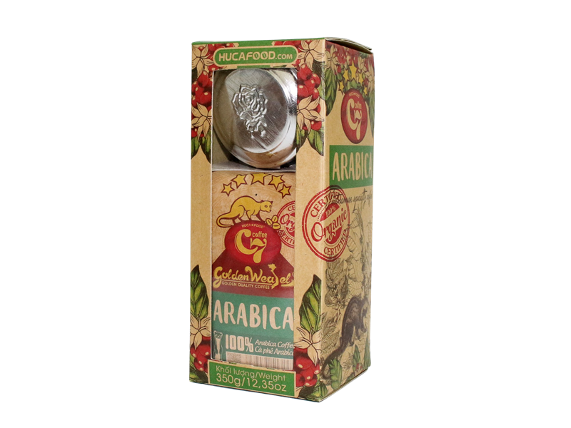 Cà phê con chồn Arabica bột hộp kính 350g