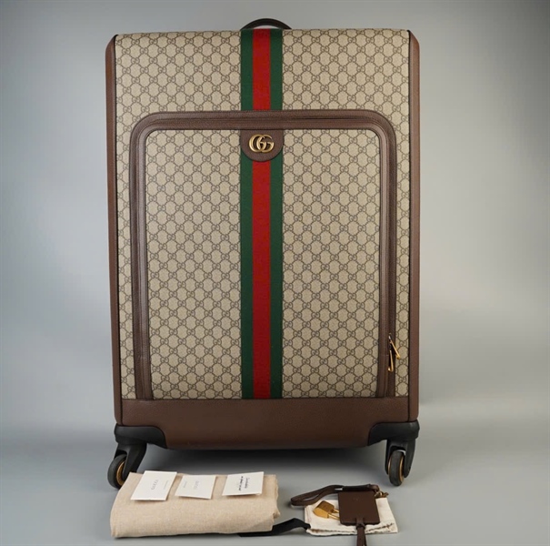 Vali GG Savoy Ophidia xám kèm tag + ổ + 2chìa (BMC)+