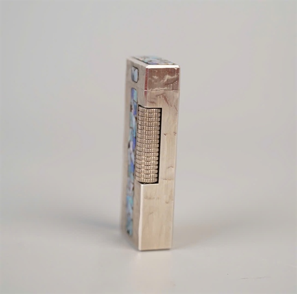 Bật lửa Dunhill bạc họa tiết đá xanh (RE24163) KG+