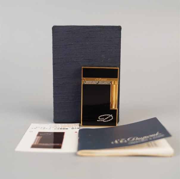 Bật lửa S.T Dupont vàng đen đính đá (10GED37) KG+