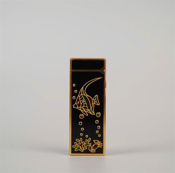 Bật lửa Dunhill đen họa tiết cá (RE24163) KG+