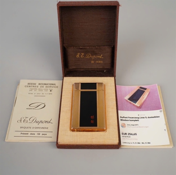 Bật lửa S.T Dupont vàng đen in chữ (Y6AK58) KG+