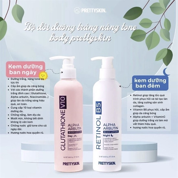 Kem dưỡng body night Prettyskin retinol B5 Alpha Arbutin 250ml