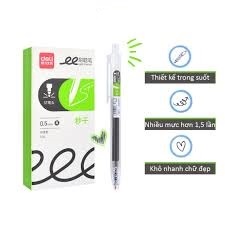 Bút Gel bấm Deli S05, đen 0.5mm - thân trong suốt , Viết trơn nhanh khô