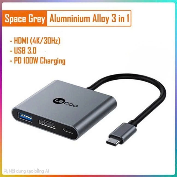 Hub chuyển đổi Type-C Lenovo Lecoo 3-in-1