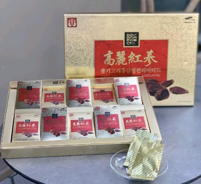 Hồng Sâm Lát Tẩm Mật Ong Punggi korean red ginseng slices limited (Hộp 10 hộp bé x 20g) - Dodampos CM