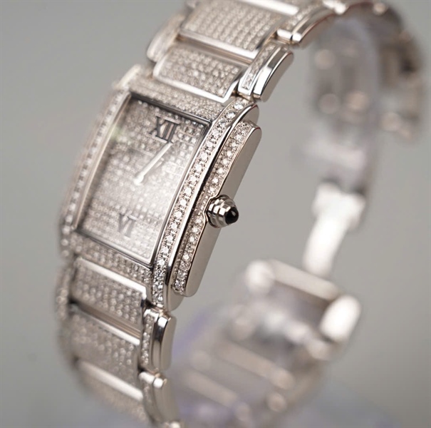 Đồng hồ Patek Philippe kim độ màu bạc full đá (4863839) có sổ kiểm định(HC) KG+