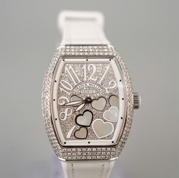 Đồng hồ Franck Muller trắng hình trái tim (No2281) sz32 (HC) KG+