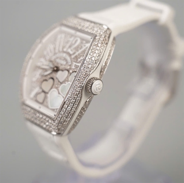 Đồng hồ Franck Muller trắng hình trái tim (No2281) sz32 (HC) KG+