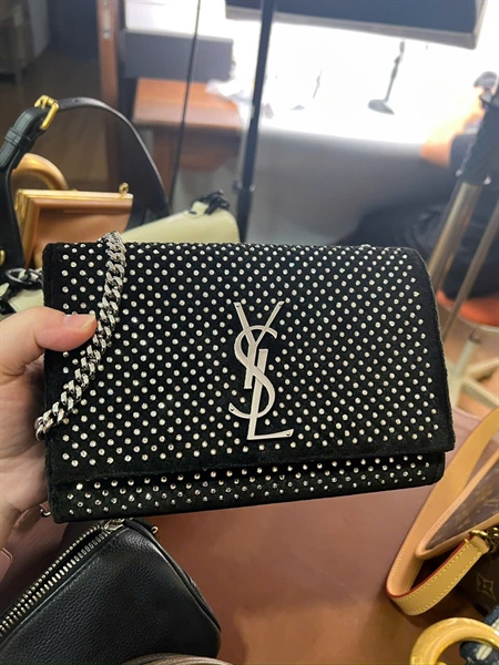 Túi YSL đen đính đá sz20 (BQ) KG+