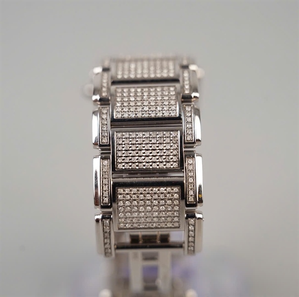 Đồng hồ Patek Philippe kim độ màu bạc full đá (4863839) có sổ kiểm định(HC) KG+