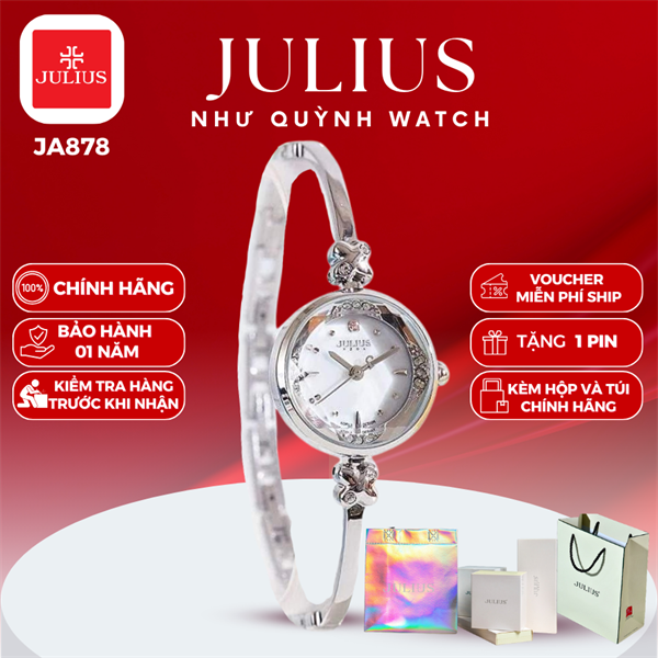 Đồng hồ nữ Julius Hàn Quốc JA-878A dây thép (Bạc)