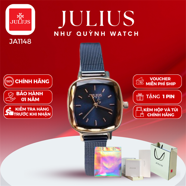 Đồng hồ nữ Julius Ja-1148D dây thép (Xanh) pin 626