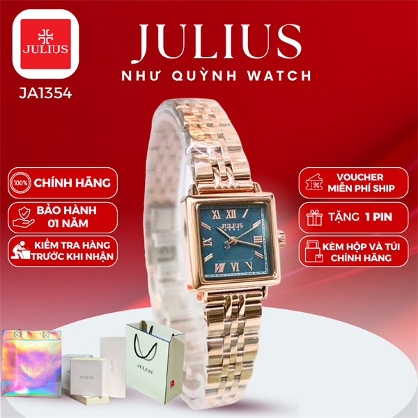 Đồng hồ nữ Julius Ja-1354C ( Đồng mặt xanh) pin 626
