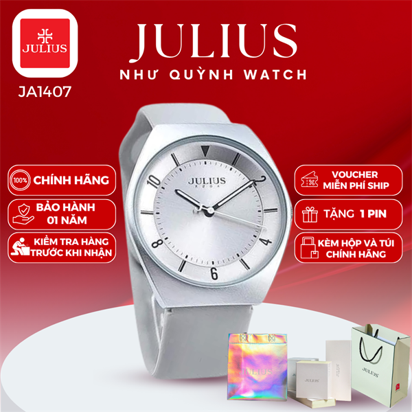 Đồng hồ nữ Julius Hàn Quốc JA-1407B dây Silicon (Xám)
