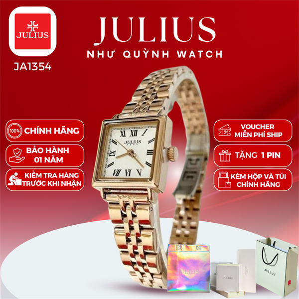 Đồng hồ nữ Julius Ja-1354B ( Đồng mặt trắng) pin 626