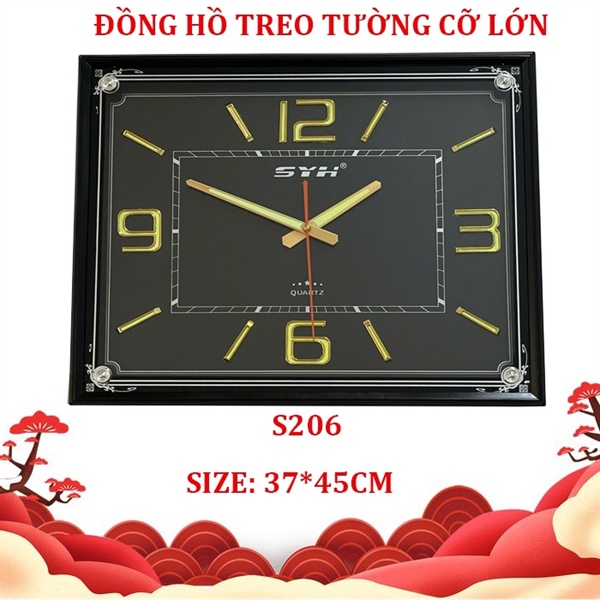 Đồng hồ treo tường kiểu vuông cỡ lớn S206 kt 37x45cm
