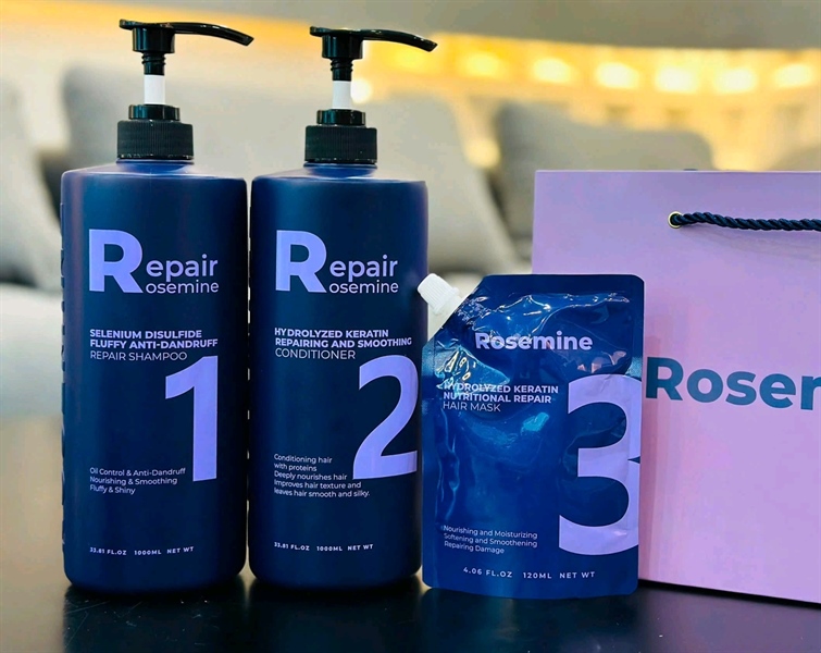 Dầu gội xả sạch gầu phục hồi tóc repair rosenia 1000ml