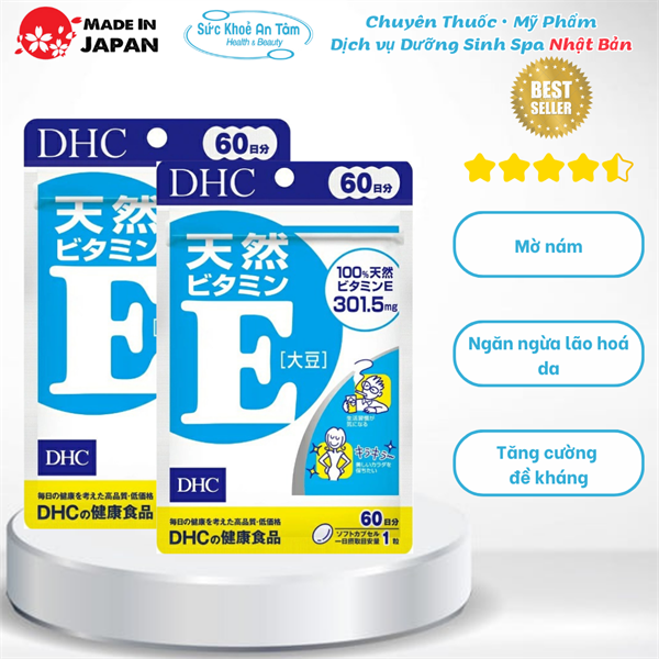 Viên uống bổ sung Vitamin E DHC Nhật Bản 60 ngày
