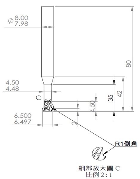 Khoan vát mép định hình D6.5*D4.5*R1*D8*4T - Việt Phát