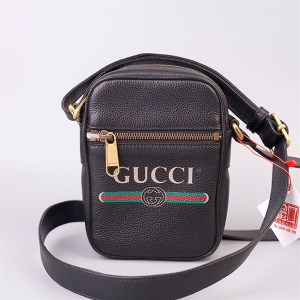 Túi GG đeo chéo đen in chữ (HC)+