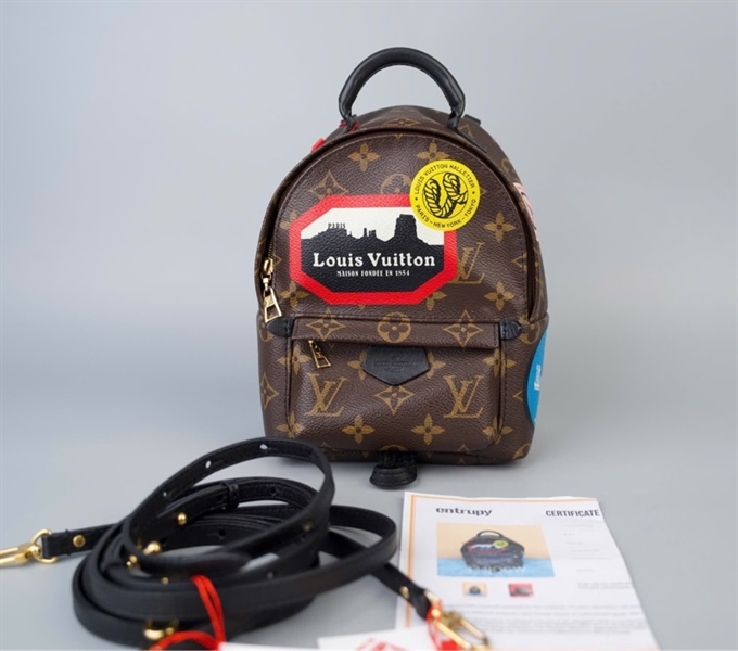 Balo LV hoa nâu in hình 3 strap (AR4106) (HC)+