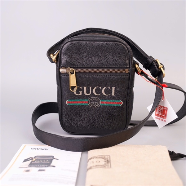 Túi GG đeo chéo đen in chữ (HC)+