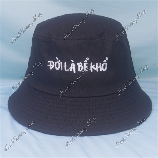 Nón tai bèo mũ bucket vành nhỏ thêu chữ Đời Là Bể Khổ