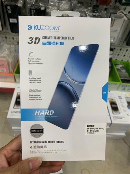 Dán KUZOOM viền mỏng iPHONE 14 Pro Max/ 15 Plus/ 16 Plus 6.7 full màn
