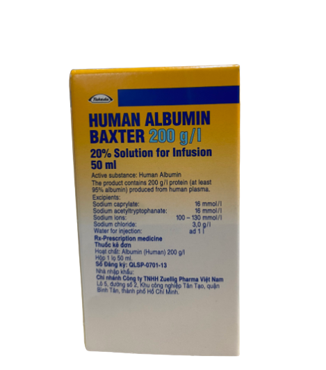 Human albumin 200g/l baxter (c/50ml)