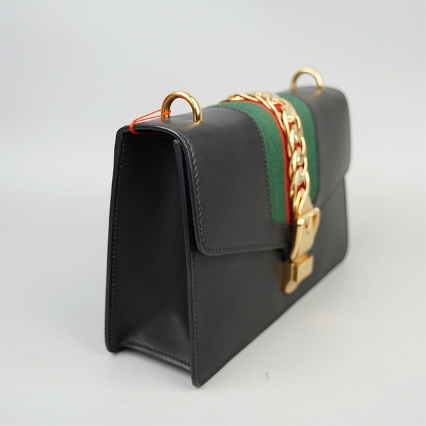 Túi GG Sylvie đen 2 strap kèm lót form sz25 (BQ) KG+