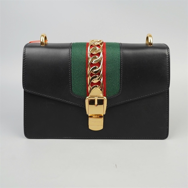 Túi GG Sylvie đen 2 strap kèm lót form sz25 (BQ) KG+