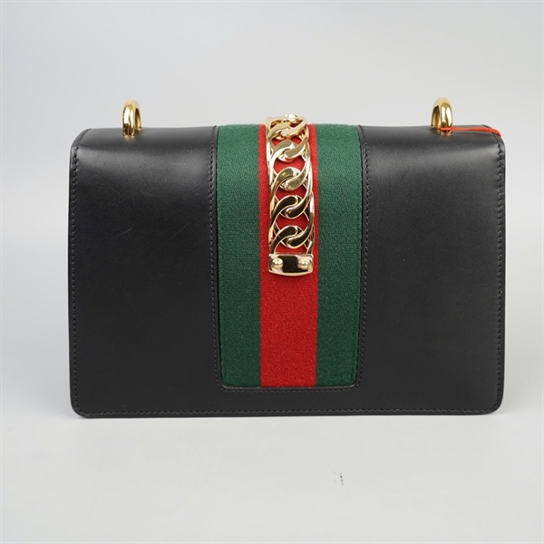 Túi GG Sylvie đen 2 strap kèm lót form sz25 (BQ) KG+